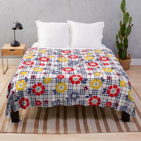 Item preview, Daisy Flower Pattern on Plaid Background, Daisy Flower Pattern, Plaid Pattern designed and sold by graphic-genie.