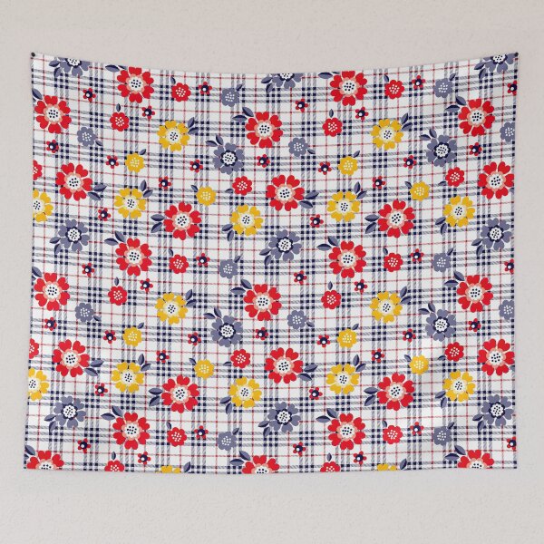 Item preview, Daisy Flower Pattern on Plaid Background, Daisy Flower Pattern, Plaid Pattern designed and sold by graphic-genie.