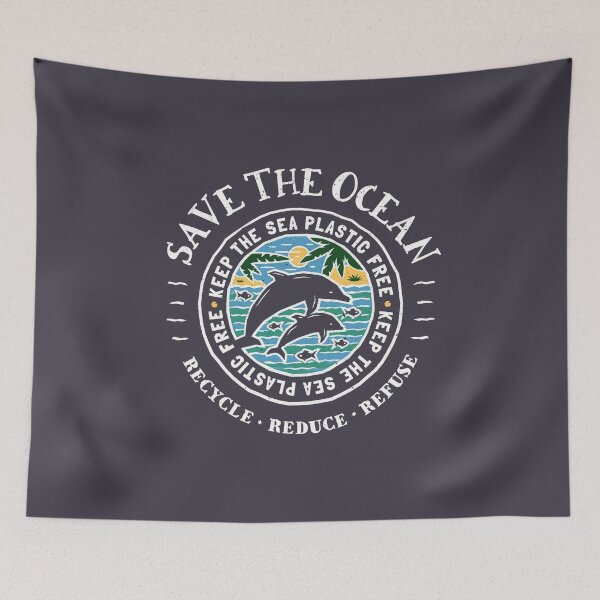 Item preview, Save The Ocean Keep the Sea Plastic Free Dolphin Scene designed and sold by Bangtees.