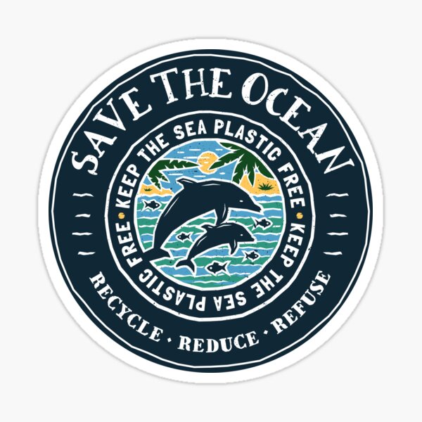Item preview, Save The Ocean Keep the Sea Plastic Free Dolphin Scene designed and sold by Bangtees.
