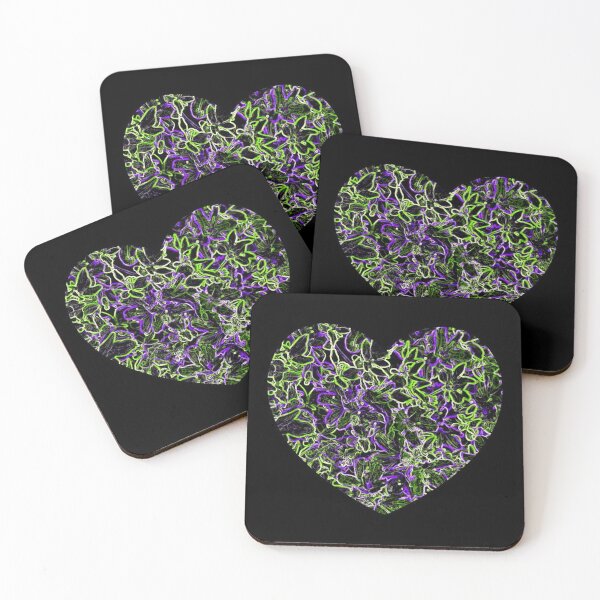Item preview, Greens Purples Colorful Heart Black Background Floral Abstract designed and sold by JariHawk.