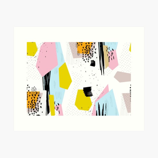 Lazy Sunday // Abstract Pattern Scribble Shapes Art Print