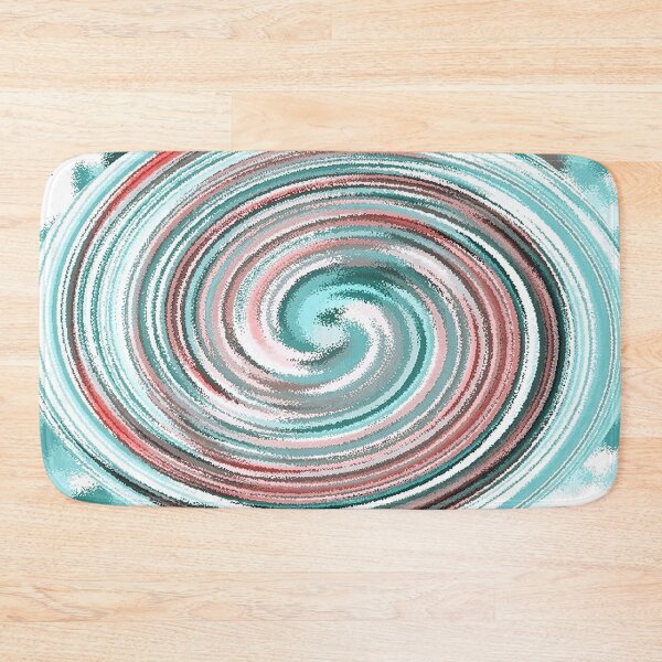 Item preview, Turquoise Red Circle Swirl Abstract with White designed and sold by JariHawk.