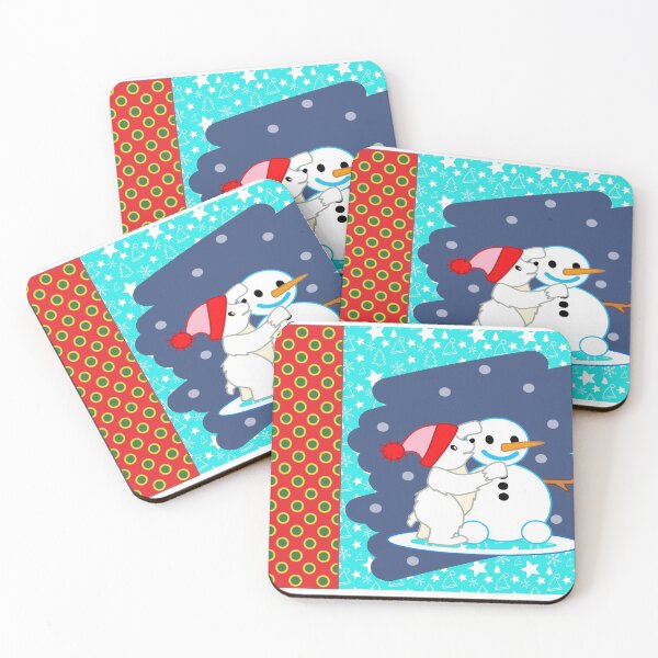 Item preview, Christmas Polar Bear with Snowman #1 designed and sold by Junior's Digital Designs.