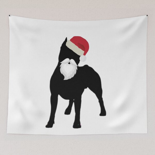 Item preview, Santa AmStaff - Silhouette of American Staffordshire Terrier in a Santa Hat designed and sold by NiftyTees.