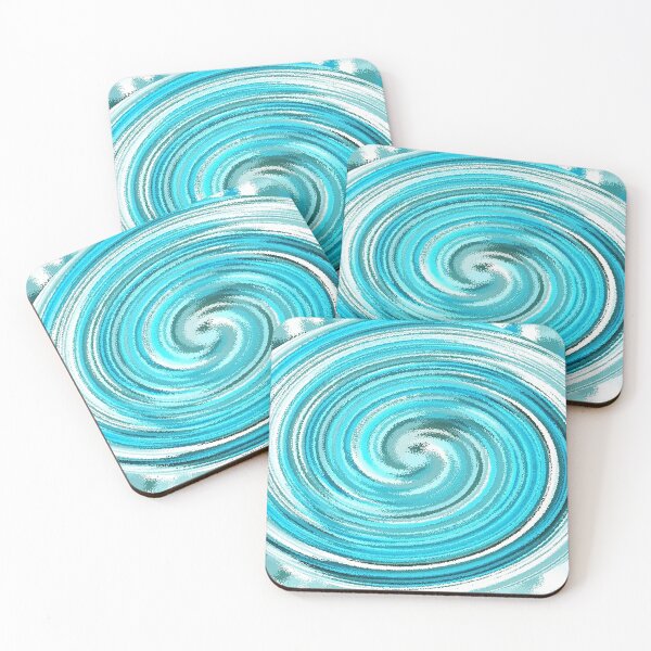 Item preview, Turquoise Blue Gray Circle Swirl Abstract with White designed and sold by JariHawk.