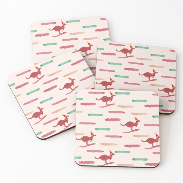 Item preview, Cream Watercolour Christmas Kangaroo Stripes designed and sold by Lozzie Eliza Designs.