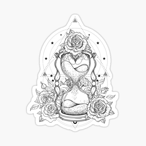 Premium Vector  Tattoo art hourglass that contains various things hand  drawing