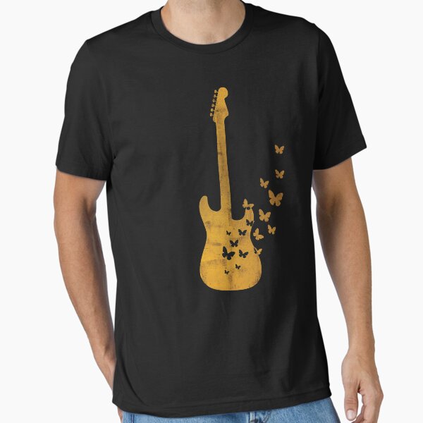 Item preview, S-Style Electric Guitar Silhouette Turning Into Butterflies Gold designed and sold by nightsworthy.