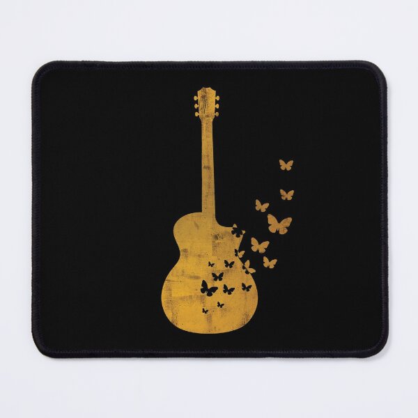 Item preview, Acoustic Guitar Silhouette Turning Into Butterflies Gold designed and sold by nightsworthy.