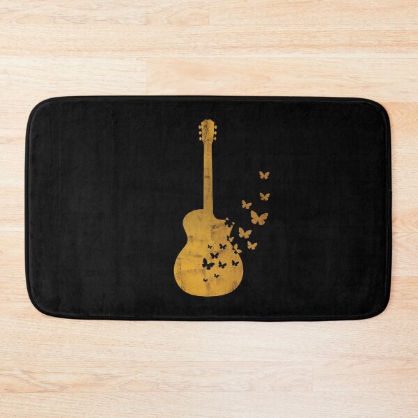 Item preview, Acoustic Guitar Silhouette Turning Into Butterflies Gold designed and sold by nightsworthy.