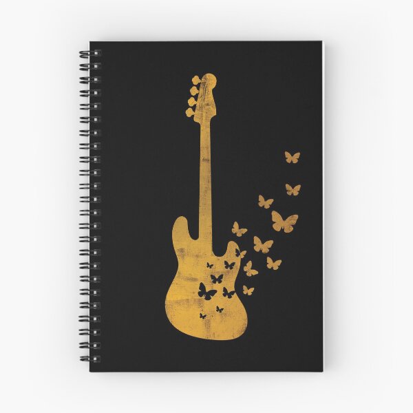Item preview, Bass Guitar Silhouette Turning Into Butterflies Gold designed and sold by nightsworthy.