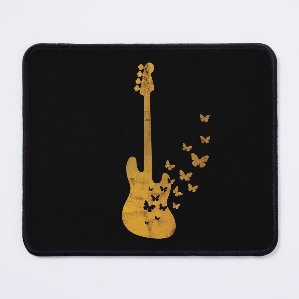 Item preview, Bass Guitar Silhouette Turning Into Butterflies Gold designed and sold by nightsworthy.