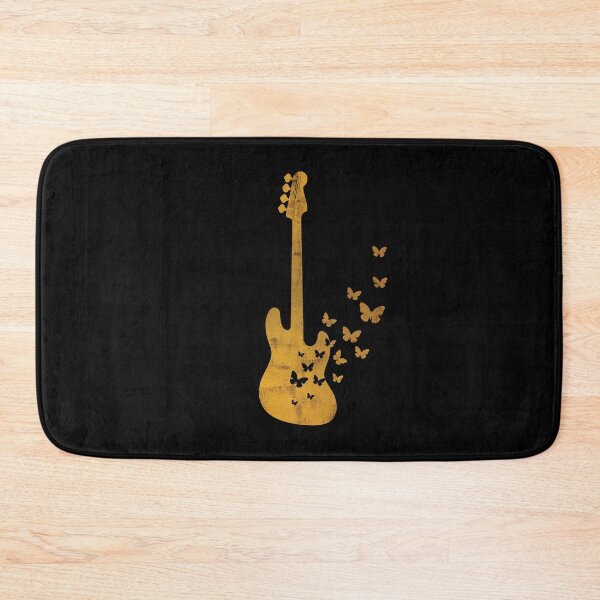 Item preview, Bass Guitar Silhouette Turning Into Butterflies Gold designed and sold by nightsworthy.