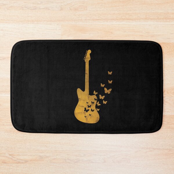 Item preview, Offset Style Electric Guitar Silhouette Turning Into Butterflies Gold designed and sold by nightsworthy.