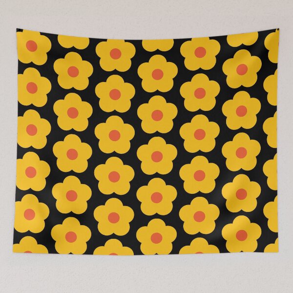 Item preview, Seamless yellow flower pattern on black background designed and sold by darshants.