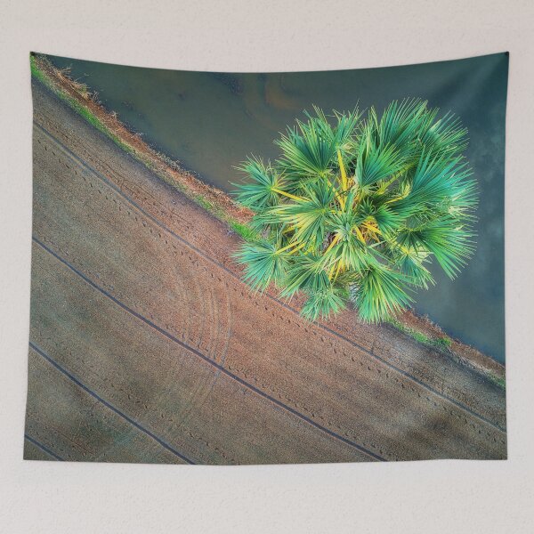 Item preview, Aerial View of a Palm Tree in a Rice Field. designed and sold by Huskyyy Designs.