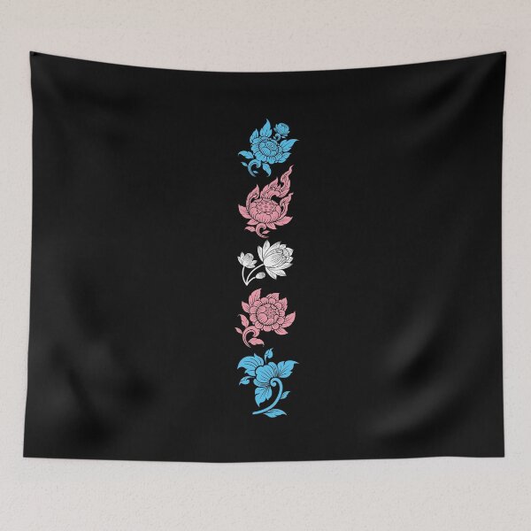 Item preview, Asian Flower Art Trans. Transgender Pride designed and sold by Subtle Pride Shop.