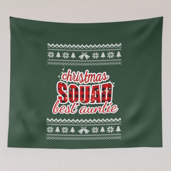 Item preview, Christmas Squad Red Plaid Ugly Christmas Sweater Family Funny Pajamas For Auntie designed and sold by JooArtPrints  ★★★★★.