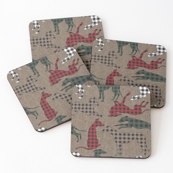 Item preview, Greyhound Christmas Plaid on Burlap Hessian designed and sold by GreytGraphicals.