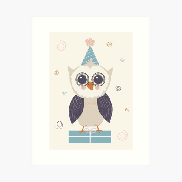 Birthday Owl Art Print