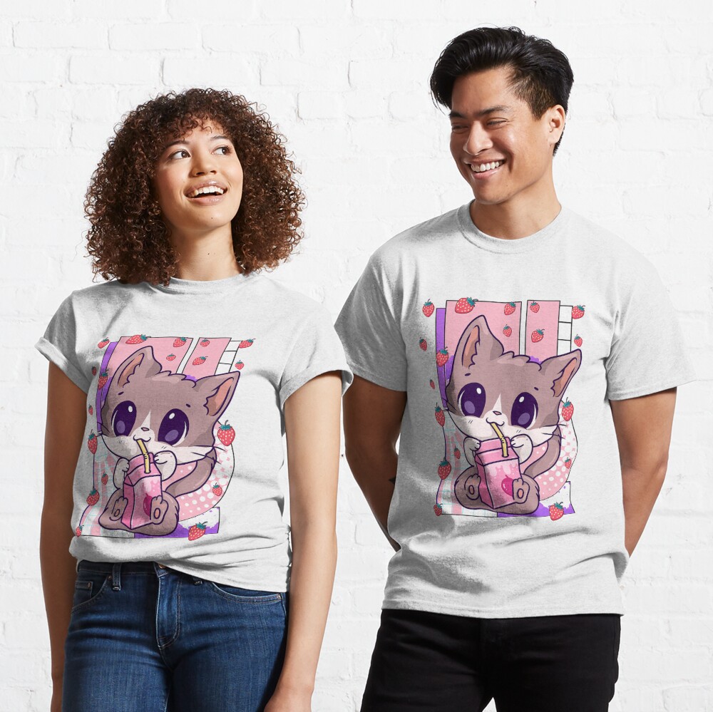 Strawberry Milk Cat Cute Kawaii Kitten Anime Neko Shake Png, Kawaii Ki –  buydesigntshirt