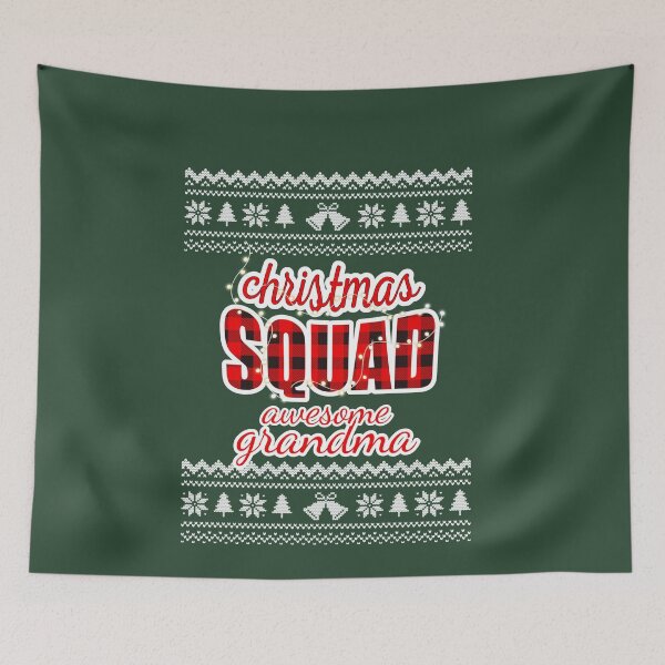 Item preview, Christmas Squad Red Plaid Ugly Christmas Sweater Family Funny Pajamas For Grandma designed and sold by JooArtPrints  ★★★★★.