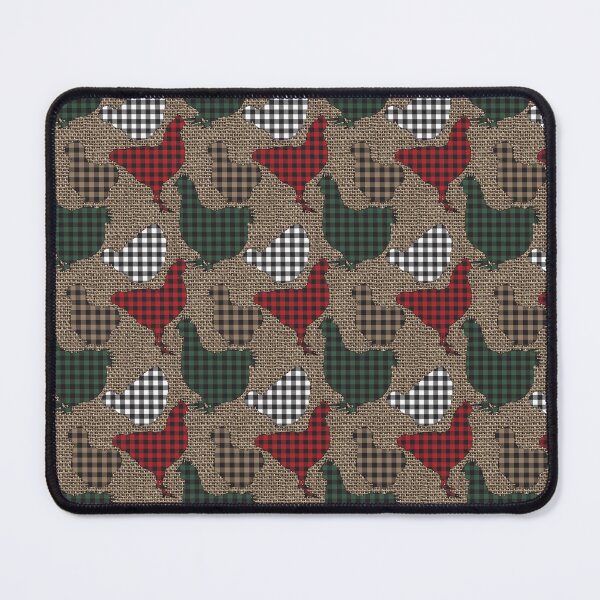 Item preview, Christmas Plaid Chickens on Burlap designed and sold by StandoutSilkies.