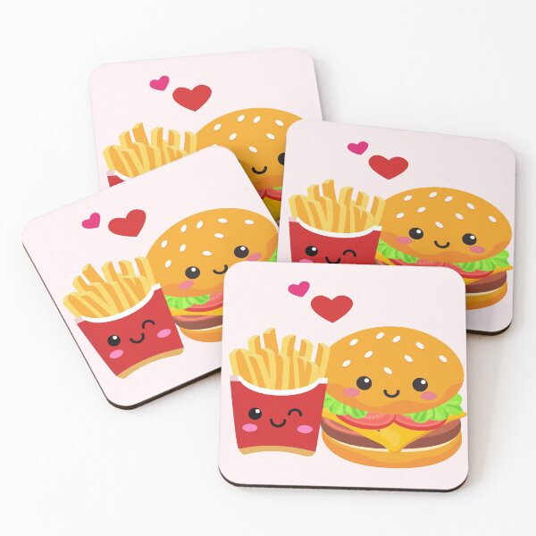 Item preview, Kawaii French Fries And Hamburger Cute Food Couple designed and sold by Simplyy  Unique.
