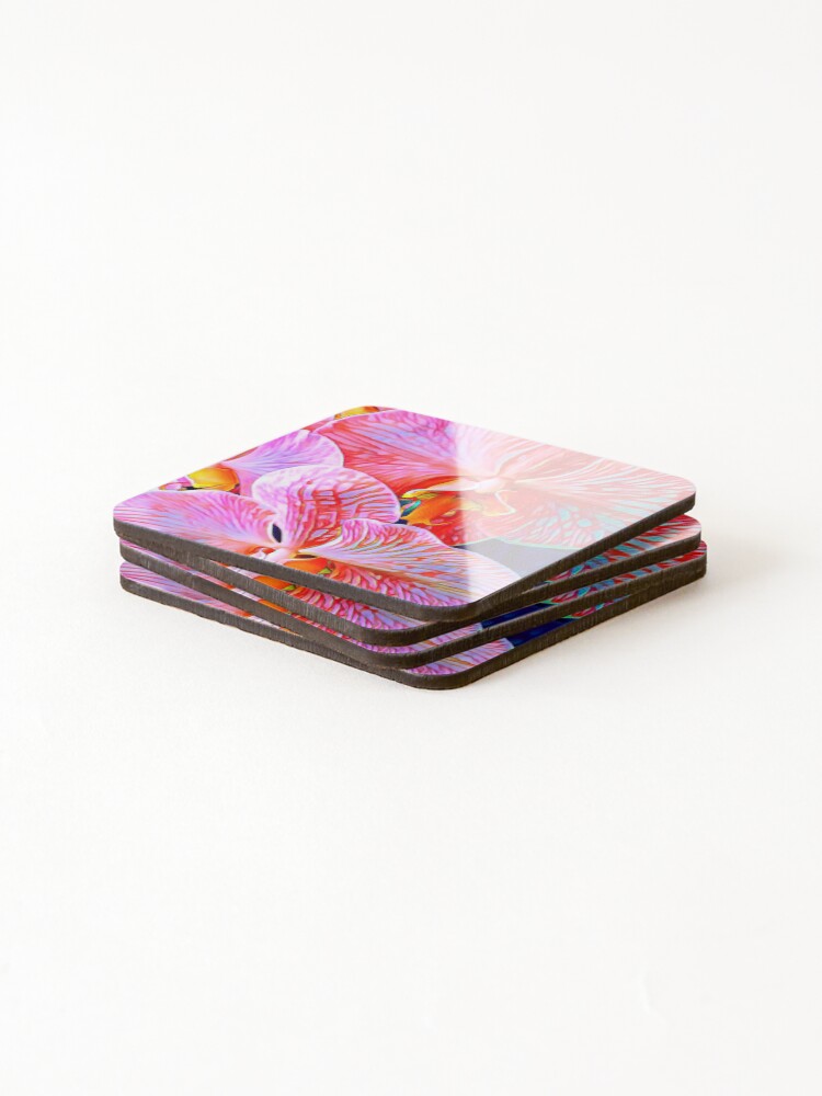 Thumbnail 4 of 5, Coasters (Set of 4), Orchid Love designed and sold by RandaRubyRed.