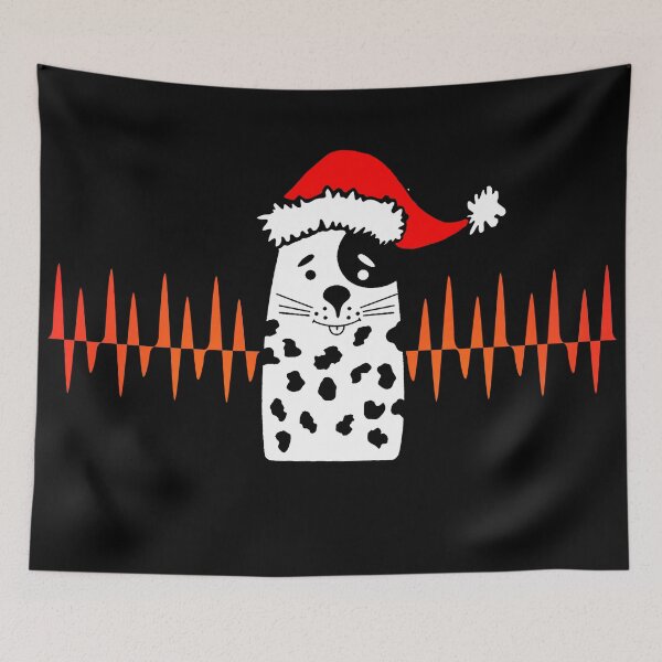 Item preview, Perro en un sombrero de Navidad Diseño de latido del corazón designed and sold by Joolsd.