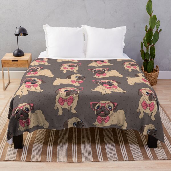 Item preview, Cute Pugs With Pink Glasses And Bows  designed and sold by RoslynArt.