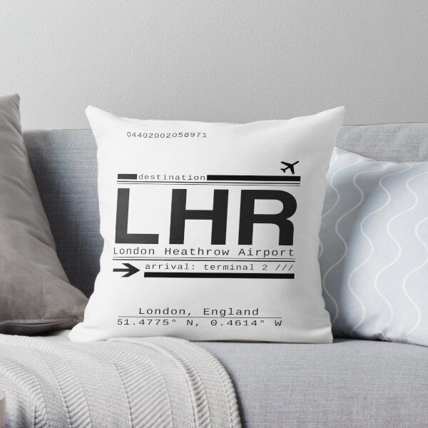 LHR London Heathrow Airport Call Letters Throw Pillow
