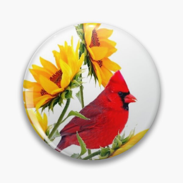 Item preview, RED CARDINAL & YELLOW SUNFLOWERS GARDEN FLORAL ART designed and sold by sharlesart.