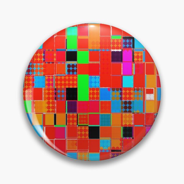 Item preview, graphic design pixel geometric square pattern abstract background in red orange blue green designed and sold by Mrvell.
