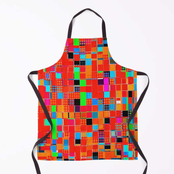 Item preview, graphic design pixel geometric square pattern abstract background in red orange blue green designed and sold by Mrvell.