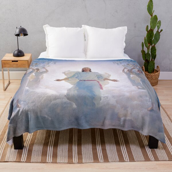 Jesus Christ In Heaven With Angels Christian Catholic Throw Blanket