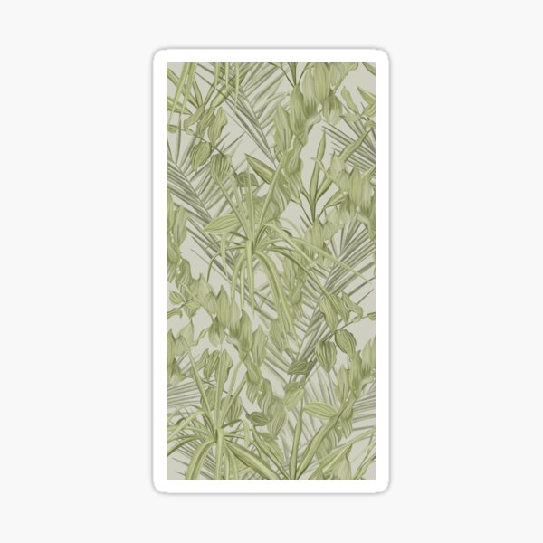  Sage-green foliage pattern  on a  gray  background Sticker
