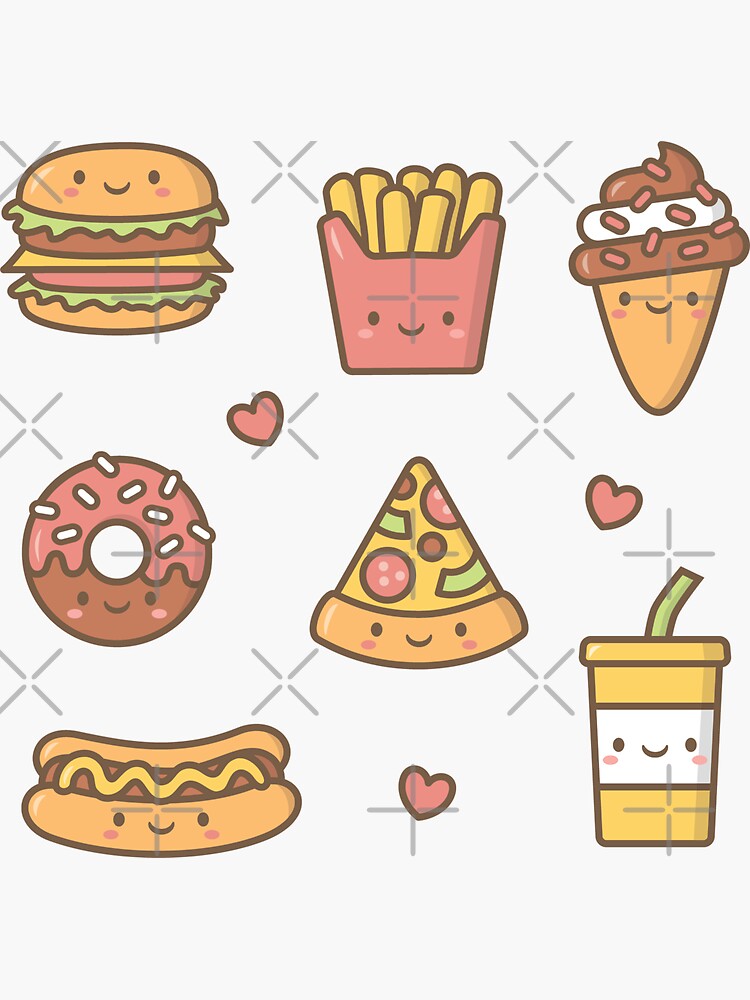 Happy Hamburger Sticker for Sale by kimvervuurt  How to make stickers,  Cute easy drawings, Cute stickers