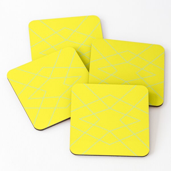 Item preview, Blue geometric lines on yellow designed and sold by tetibright.