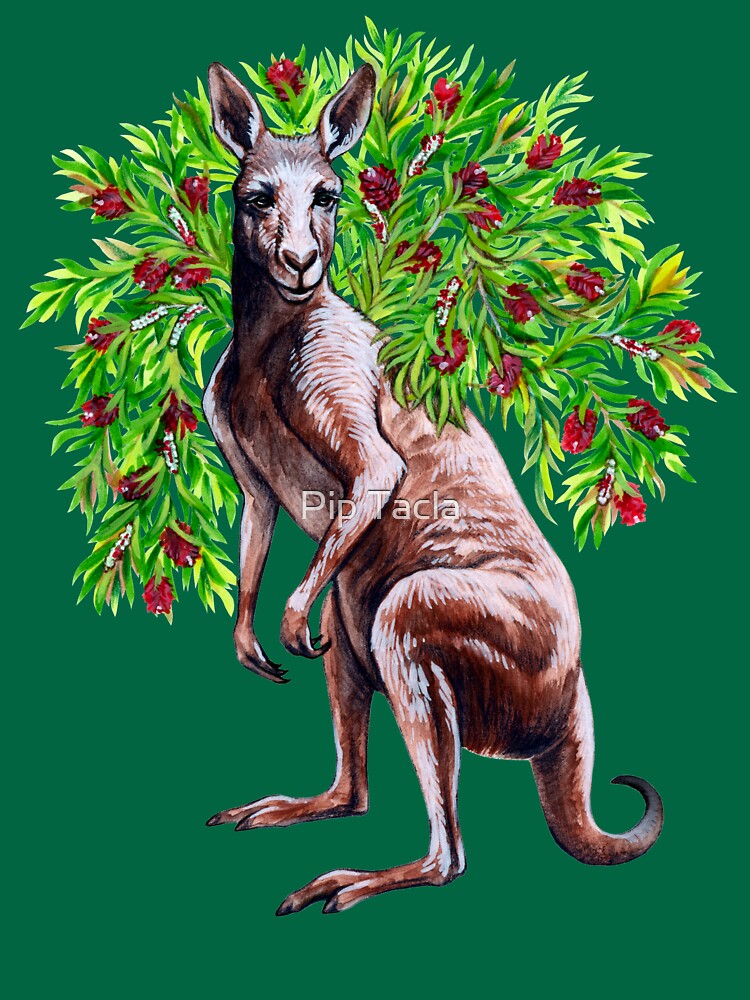 Kangaroo with Bottlebrush - Native Australian Christmas by antarcticpip
