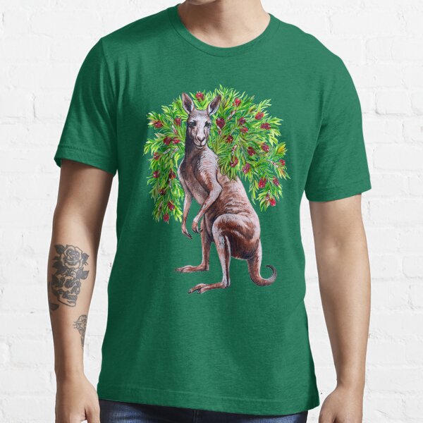 Kangaroo with Bottlebrush - Native Australian Christmas Essential T-Shirt