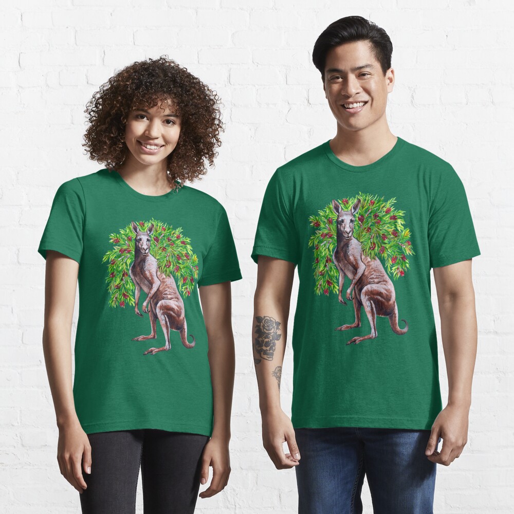 Kangaroo with Bottlebrush - Native Australian Christmas Essential T-Shirt