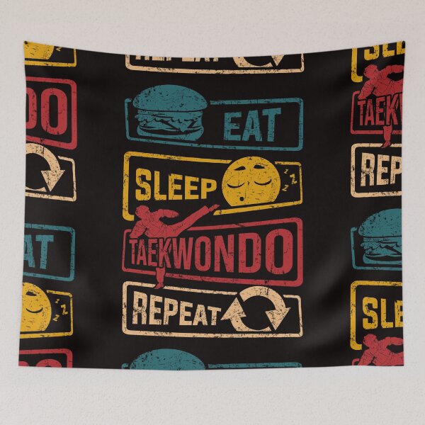Item preview, Retro Vintage Eat Sleep Taekwondo Repeat designed and sold by DesignByMai.