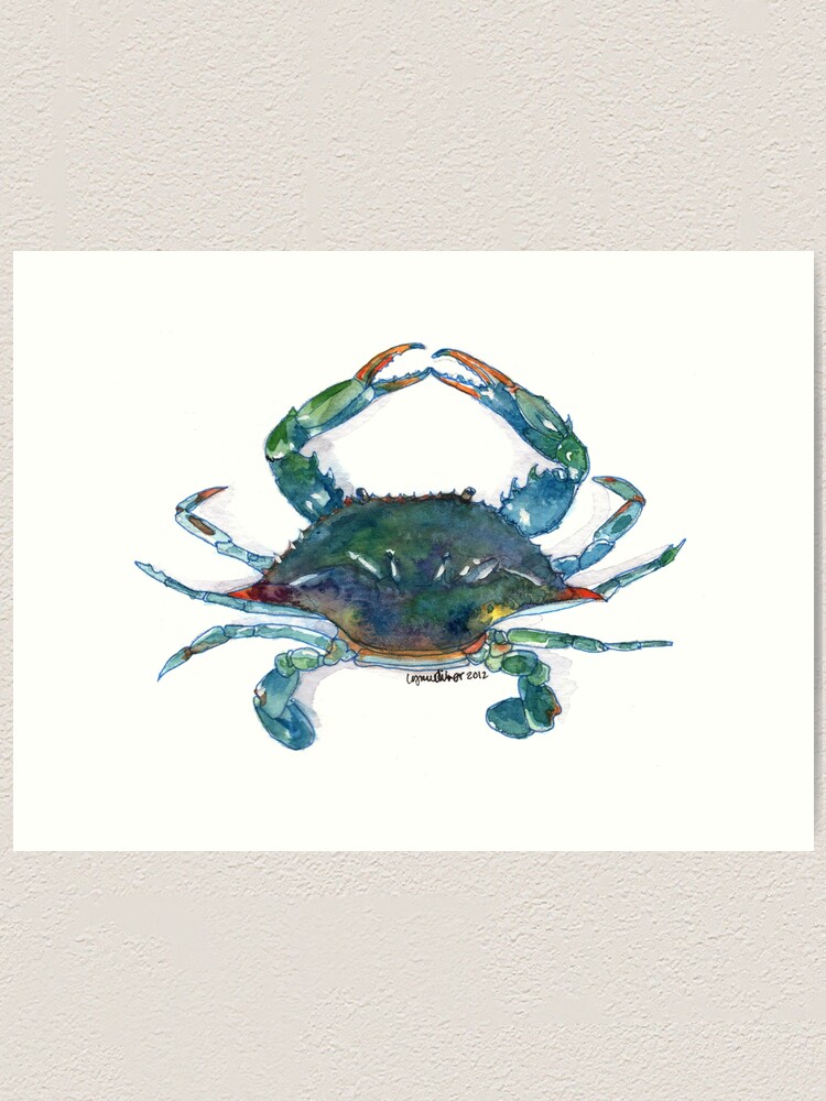 Artisan Created Watercolor Shore Crab 18 x 18 Pillow