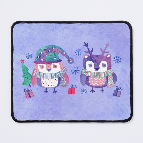 Item preview, Cute watercolor christmas owls on purple background designed and sold by Darina Gulbina.