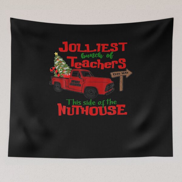 Item preview, Jolliest Bunch Of Teacher This Side Nuthouse Red Plaid Xmas designed and sold by IonMititelu.
