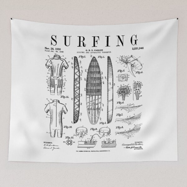 Item preview, Surfboard Surfing Vintage Patent Surfer Print designed and sold by GrandeDuc.