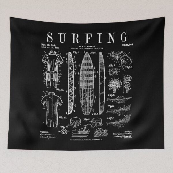 Item preview, Surfboard Surfing Vintage Patent Surfer Print designed and sold by GrandeDuc.