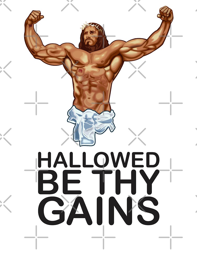 Hallowed Be Thy Gains Jesus Weight Lifting Workout' Water Bottle